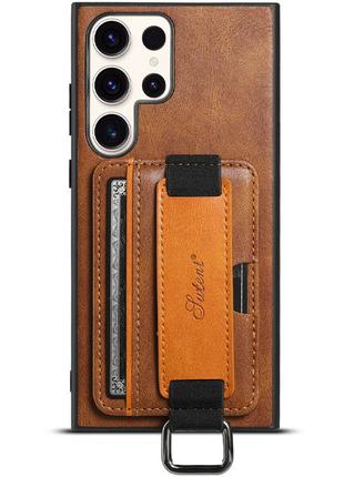 Кожаный чехол Wallet case and straps для Samsung Galaxy S24 Ultra