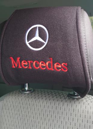 Чехол на подголовник с логотипом Mercedes 2шт