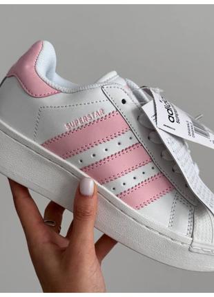 Женские кроссовки Adidas Superstar 2W White Pink Platform, бел...