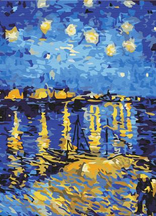 Премиуи картина по номерам "Звездная ночь над Роной. Ван Гог",...
