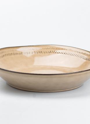 Тарелка широкая для супа неглубокая круглая керамическая