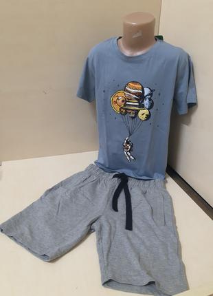 Летний костюм для мальчика подростка футболка шорты Космос 134...