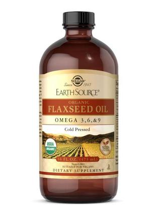 Жирні кислоти Solgar Earth Source Organic Flaxseed Oil, 473 мл