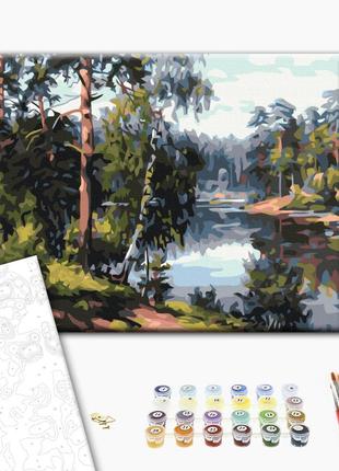 Картина за номерами "Мальовниче озеро в лісі", "RBS51969", 30x...