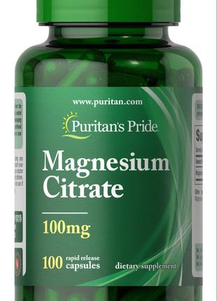 Магний Puritan's Pride Magnesium Citrate 100mg 100 caplets