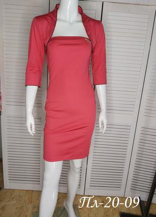 Платье и болеро коралового цвета размер 42