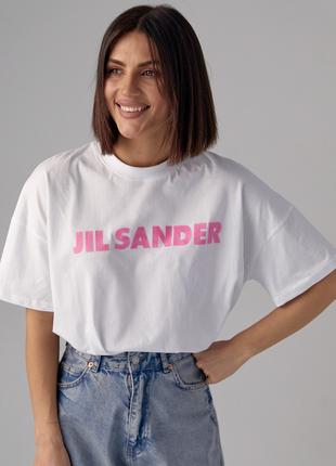 Женская футболка с надписью Jil Sander - белый цвет, L