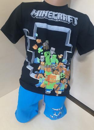 Літній костюм для хлопчика футболка шорти Майнкрафт 116 122 128