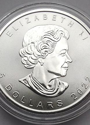 Серебряная монета Кленовый лист, Канада 5 долларов, 999.9 проб...