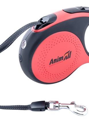 AnimAll рулетка-поводок для собак L до 50 кг/5 метров красно-ч...