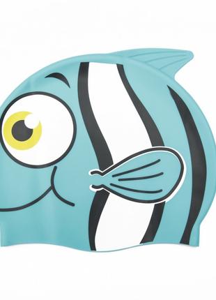 Детская шапочка для плавания 26025 в форме рыбки (Голубой)