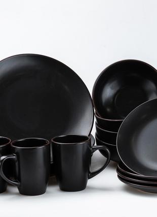 Набор столовой посуды на 4 персоны на 16 предметов Черный