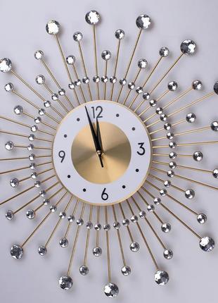 Часы настенные металлические Солнце с кристалами 48×48 см
