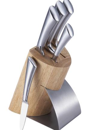 Набор кухонных ножей на деревянной подставке 6пр Bergner BG-42...