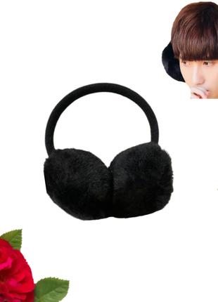 Хутряні навушники чорні бічні потиличні Fashion