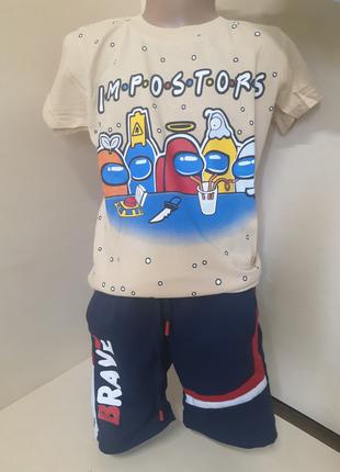 Летний костюм для мальчика подростка футболка шорты Амонг Ас 1...