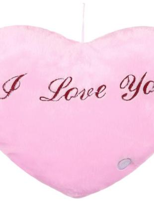 Подушка нічник Сердце з підсвіткою 36x30 см рожеве