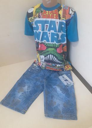 Літній костюм для хлопчика джинсові шорти футболка Зоряні війн...