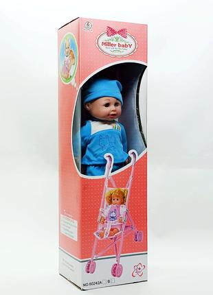 Игровой набор Shantou Пупс "Miller baby" 35 см с коляской 60242