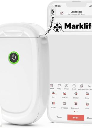 Портативный термопринтер Bluetooth с лентой Marklife P11 Label...