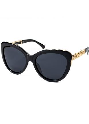 Черно-золотые темные очки кошачий глаз, размер Universal