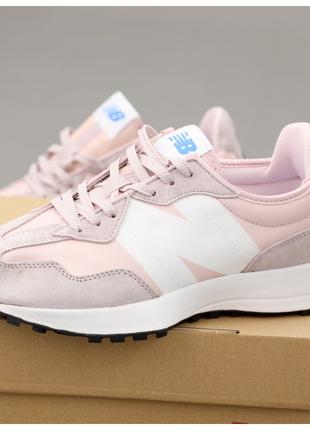 Женские кроссовки New Balance 327 White Pink, розовые замшевые...