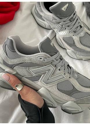 Женские кроссовки New Balance 9060 Grey, серые замшевые кроссо...