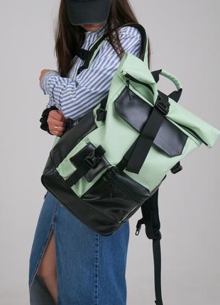 Стильний жіночий рюкзак ролтоп для ноутбука Rolltop, з екошкір...