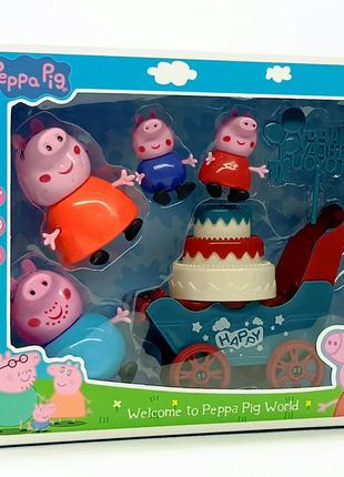 Игровой набор Фигурки Star toys "Свинка Пеппа и семья" с тележ...