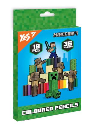 ​Олівці кольорові Yes Minecraft heroes 18 штук 36 кольорів (29...