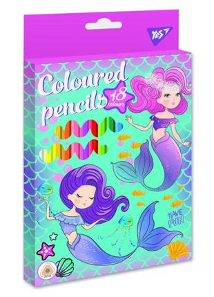 ​Олівці кольорові Yes Mermaid 18 кольорів (290599)