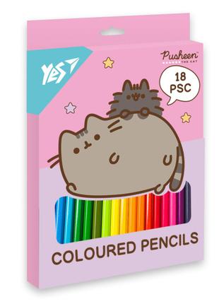 ​Олівці кольорові Yes Pusheen рожевий 18 кольорів (290733)