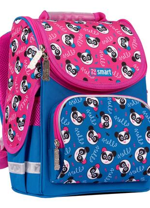 Рюкзак шкільний каркасний SMART PG-11 Hello panda синій/рожеви...