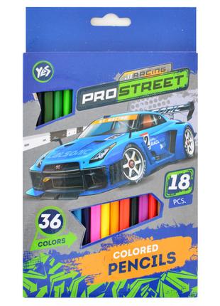 Олівці кольорові Yes Street racing 18 штук 36 кольорів (290488)