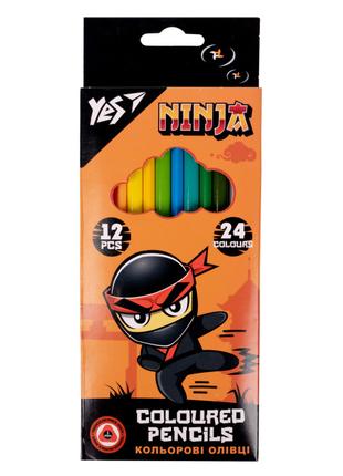 Олівці кольорові Yes Ninja 12 штук 24 кольори (290707)