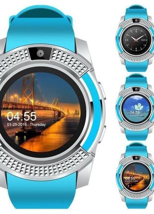 Умные смарт-часы Smart Watch V8. Цвет: синий