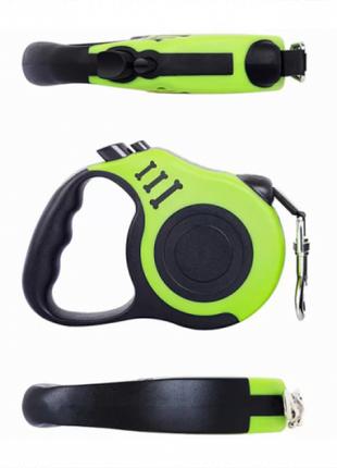 Автоматический выдвижной поводок-рулетка для собак 5 м Зелёный