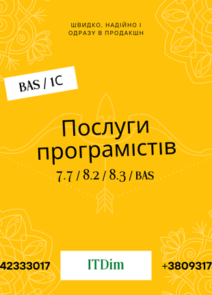 Послуги 1C BAS ERP програмісти, оновлення, бухгалтерія