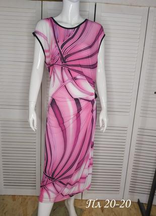 Платье летнее розовое абстракция длинна миди размер 2xl ( укр ...