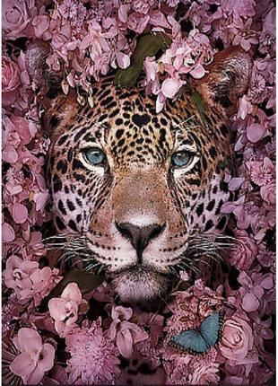 Набір для творчості алмазна картина Леопард у квітах Strateg р...