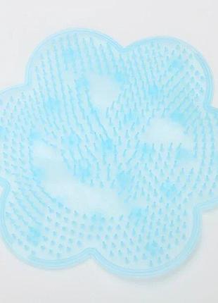 Силиконовый коврик в ванну на присосках светло-синий Код/Артик...