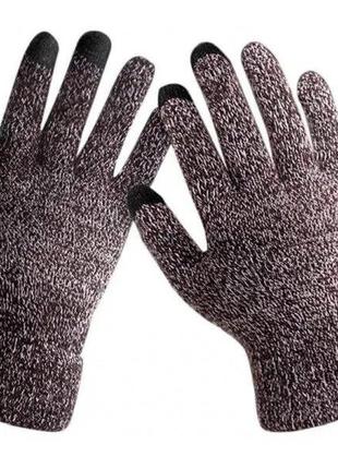 Мужские сенсорные теплые перчатки коричневые Код/Артикул 5 0528-2