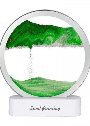 Настольная 3D лампа-картина "Подвижный песок" 19х16 см зеленая...