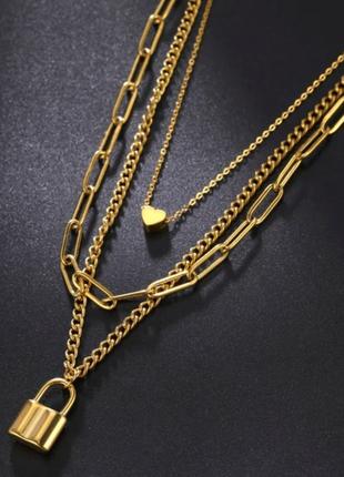 Многослойное ожерелье в стиле Хип-хоп в золотом цвете
