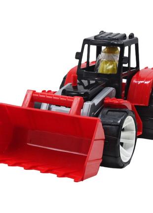 Пластиковый трактор с ковшом (черно-красный)