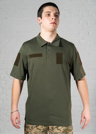 Поло олива хлопок летние мужское тактическое оливковая футболк...