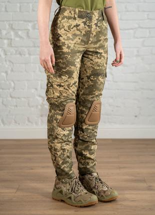 Військові штани з наколінниками тактичні літні жіночі піксельн...