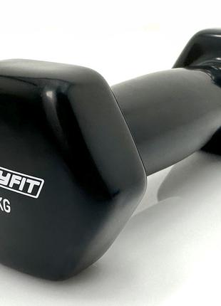 Гантель для фитнеса 0.5 кг EasyFit с виниловым покрытием черная