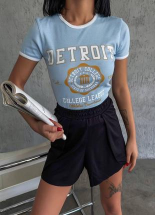Женская футболка DETROIT цвет голубой р.L 455826