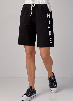 Женские трикотажные шорты с надписью Nike - черный цвет, M